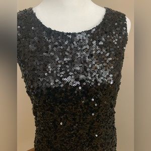 Julie Brown Black Sequin Mini Wedding Dancing  Party Date Night Dress Size Small